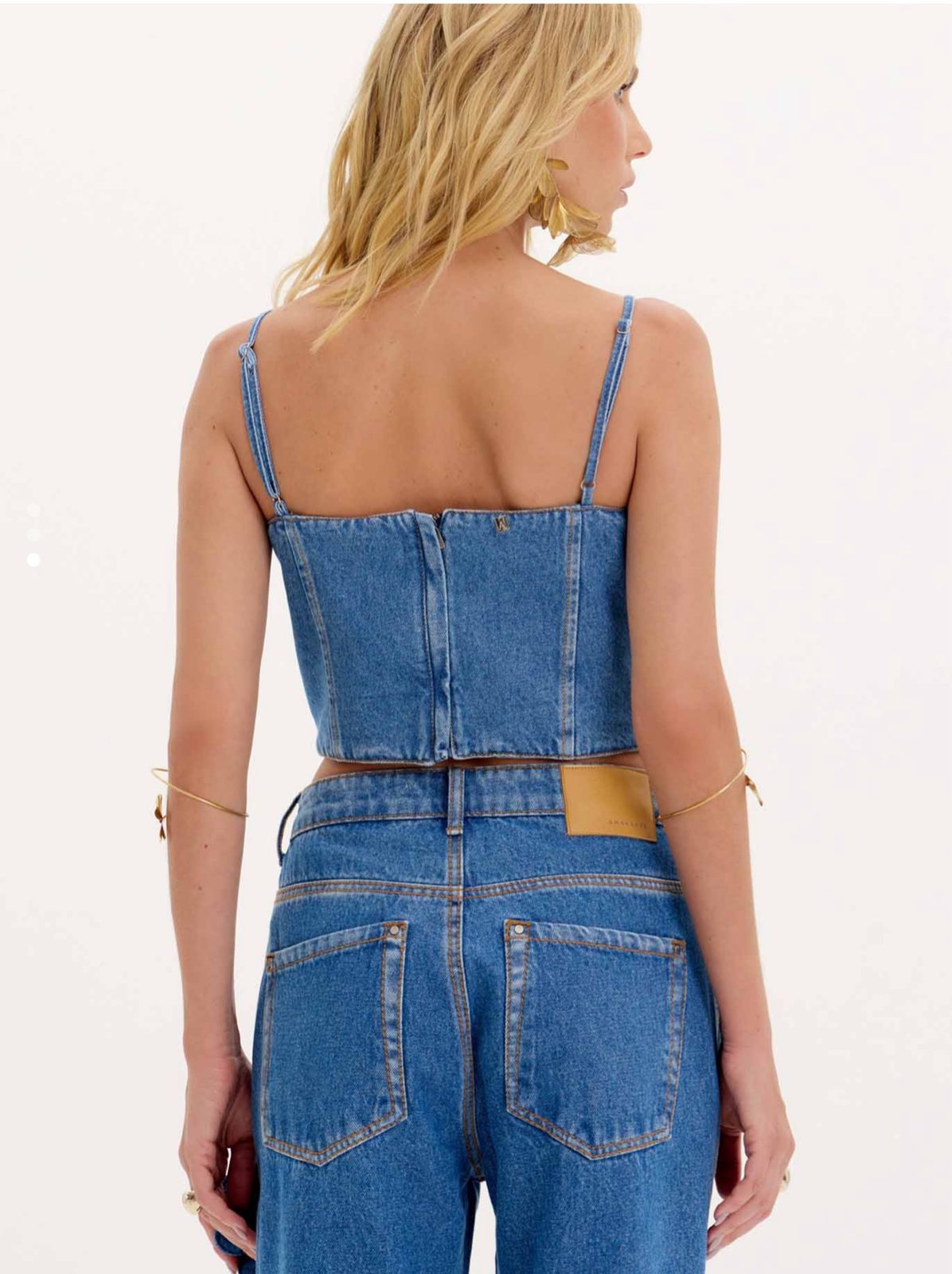 TOP JEANS CROPPED FLORES